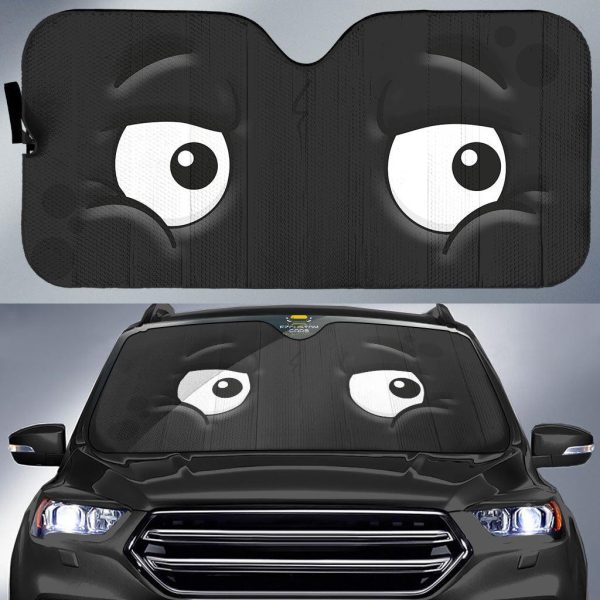 glaring cartoon eyes car windshield sun shade fuvku