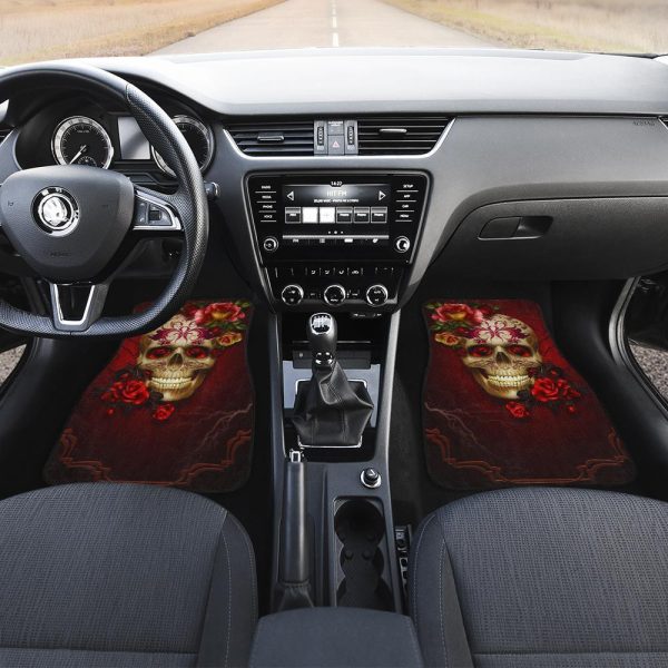 Gothic Rose Skull Car Floor Mats