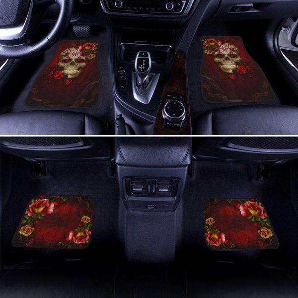 Gothic Rose Skull Car Floor Mats