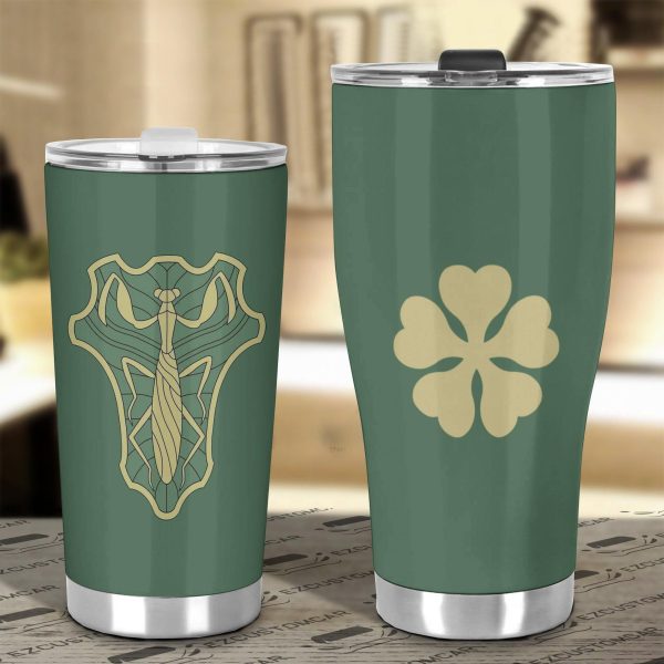 green mantis stainless steel tumbler black clover anime car accessories bxg2n