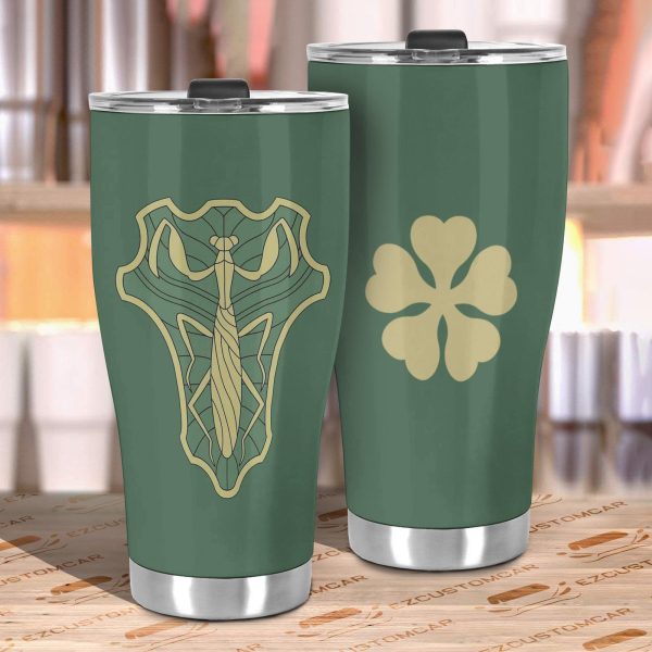 green mantis stainless steel tumbler black clover anime car accessories mvxlc