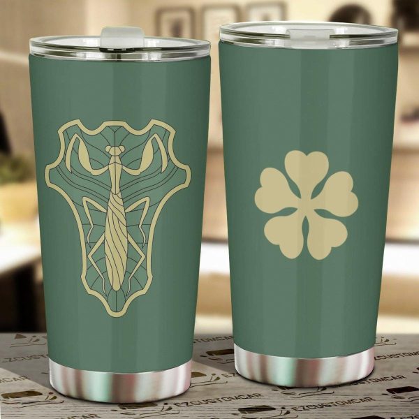 Green Mantis Stainless Steel Tumbler Black Clover Anime Car Accessories