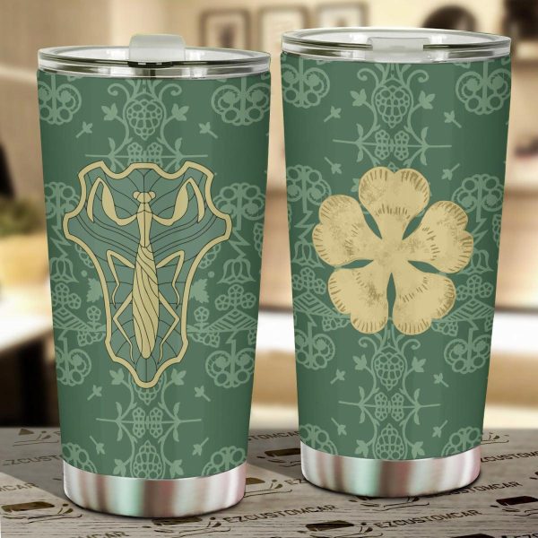 Green Mantis Stainless Steel Tumbler Custom Black Clover Anime Car Accessories Green Mantis Stainless Steel Tumbler Custom Black Clover Anime Car Accessories