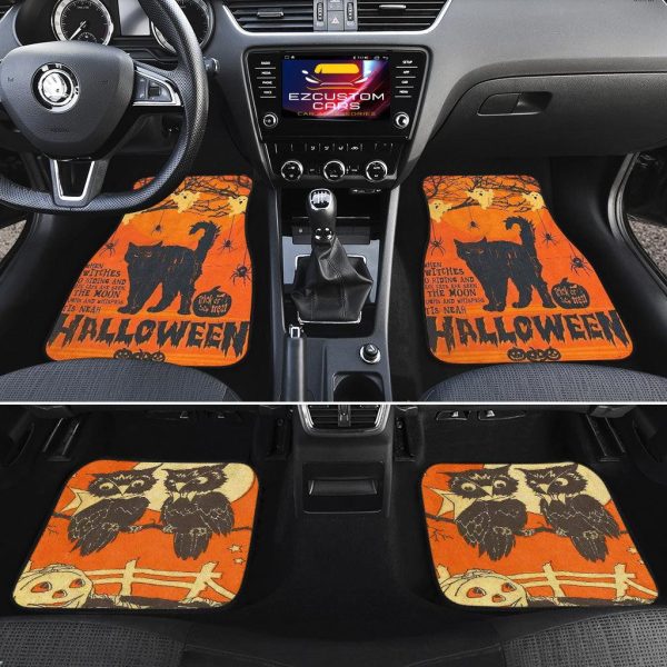 halloween car accessories custom car floor mats halloween cat and owl aml7j