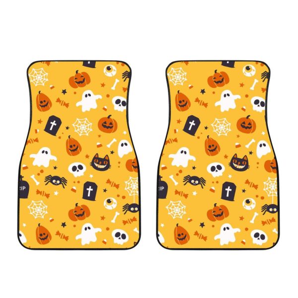 Halloween Car Accessories Custom Car Floor Mats Halloween Pattern Ghost, Skull, Pumpkin
