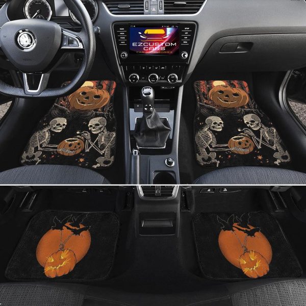 halloween car accessories custom car floor mats halloween skeleton pumpkins 0ufdt