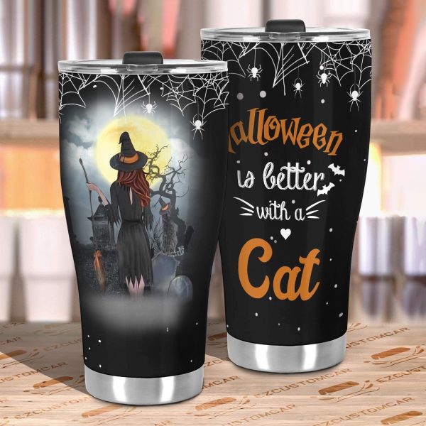 halloween car accessories custom car tumblers cup halloween cat g6gox