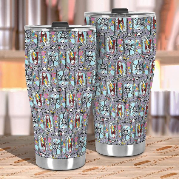 halloween car accessories custom car tumblers cup halloween jack sally pattern 10gnj