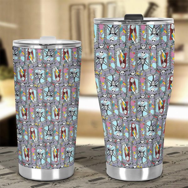 halloween car accessories custom car tumblers cup halloween jack sally pattern tisrp