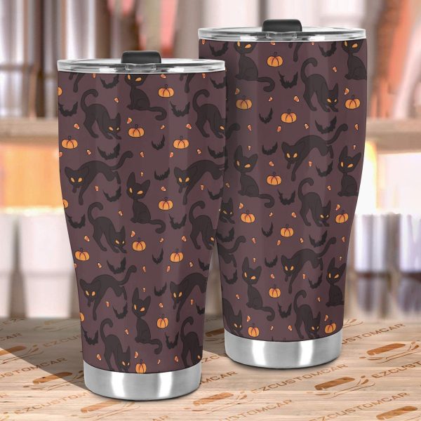 halloween car accessories custom car tumblers cup halloween pattern cat liekp
