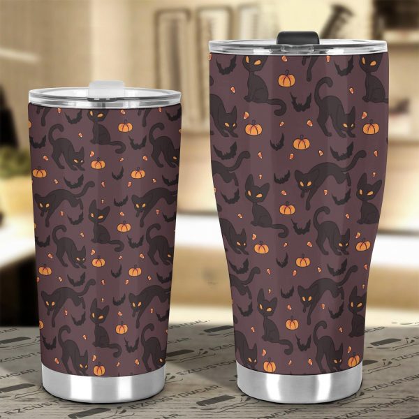halloween car accessories custom car tumblers cup halloween pattern cat vneaf