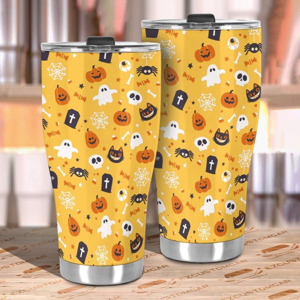 halloween car accessories custom car tumblers cup halloween pattern ghost skull pumpkin uo7fl