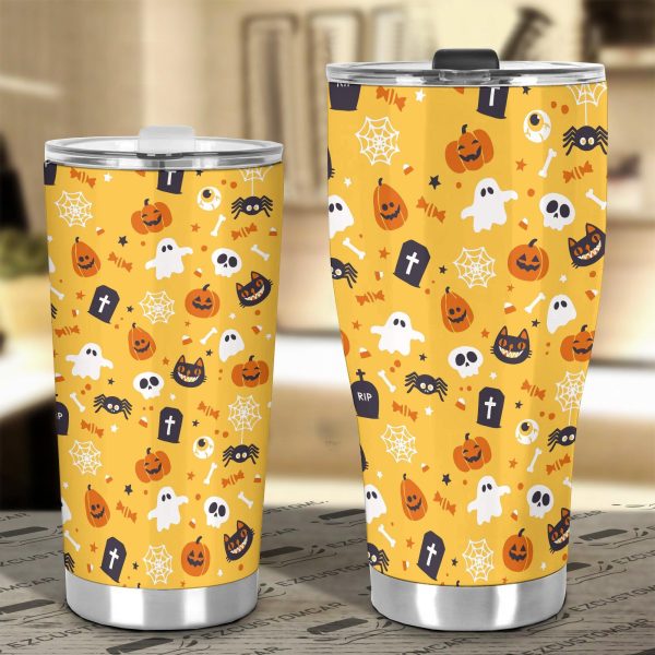 halloween car accessories custom car tumblers cup halloween pattern ghost skull pumpkin woqs8