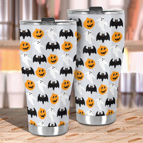 halloween car accessories custom car tumblers cup halloween pumpkin and bat bhdaw