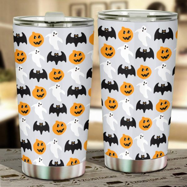 Halloween Car Accessories Custom Car Tumblers Cup Halloween Cat x Pumpkin