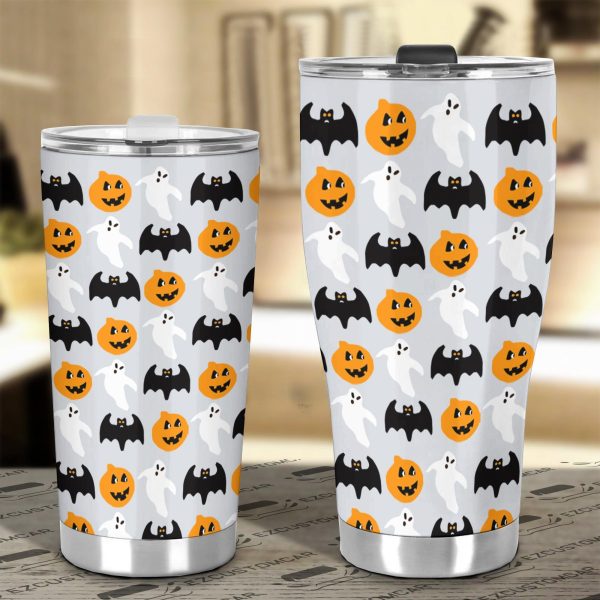 halloween car accessories custom car tumblers cup halloween pumpkin and bat zhmll