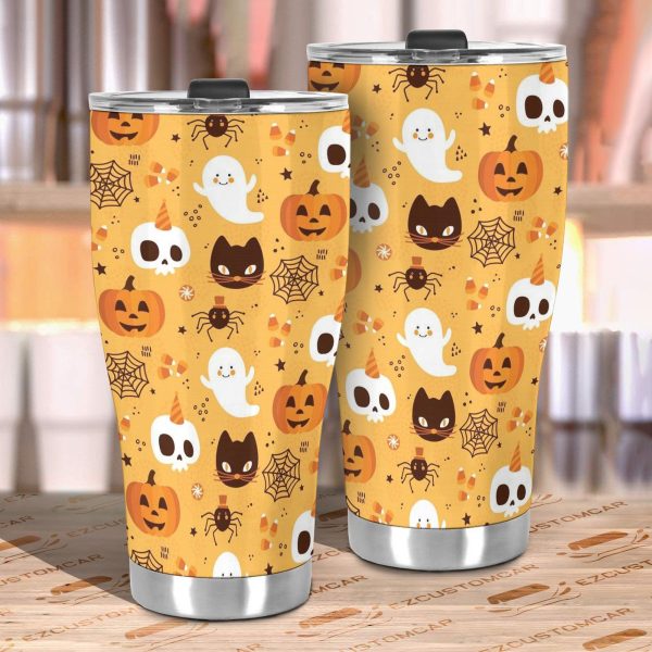 halloween car accessories custom car tumblers cup halloween seamless pattern ffw6m
