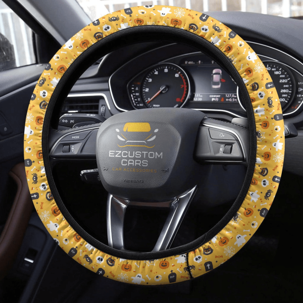 halloween car accessories steering wheel cover halloween pattern ghost skull pumpkin oioye