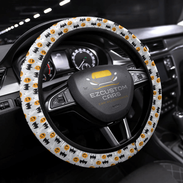 Halloween Car Accessories Steering Wheel Cover Halloween Pumpkin and Bat