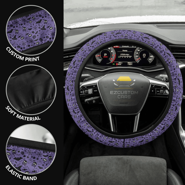 Halloween Car Accessories Steering Wheel Cover Halloween Purple