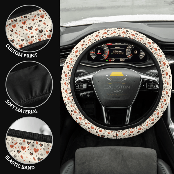 halloween car accessories steering wheel cover halloween skull with heart 31jwp
