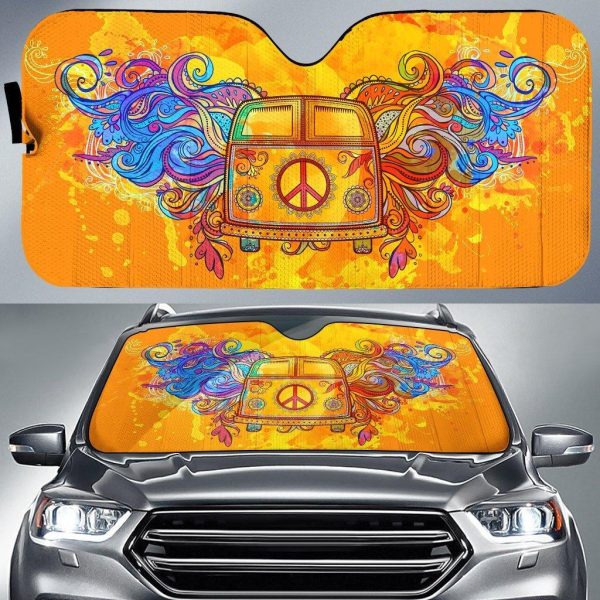 Hippie loves Peace Car Sun Shade Custom Print Colors