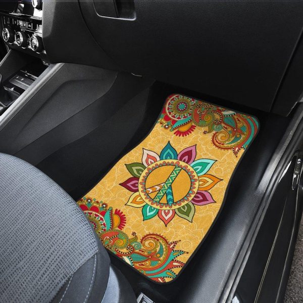 hippie peace car floor mats custom flower pattern cg5hn
