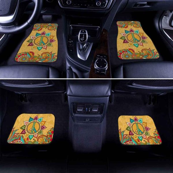 hippie peace car floor mats custom flower pattern zajtd