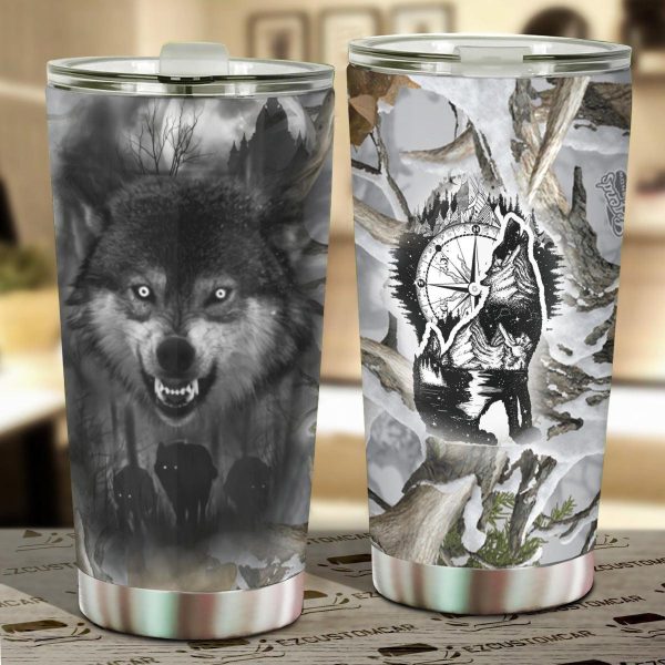 Howling Wolf Car Tumbler Cup Custom Animal Car Accessories