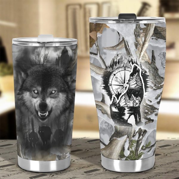 howling wolf car tumbler cup custom animal car accessories 9zaft