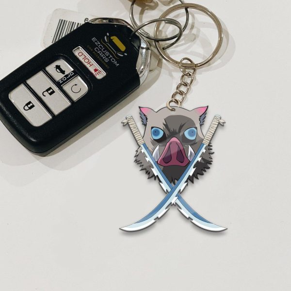 inosuke car accessories custom anime demon slayer swords keychains bzpjf