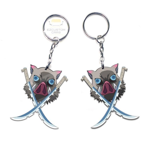 inosuke car accessories custom anime demon slayer swords keychains jehil