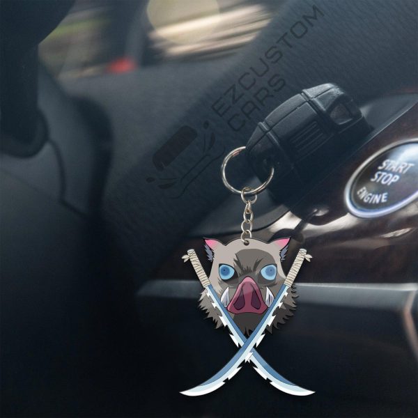 inosuke car accessories custom anime demon slayer swords keychains p3r3b