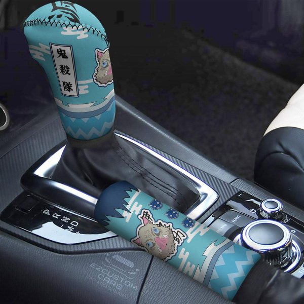 Inosuke Haori Sword Car Shift Knobs Covers Set Custom Demon Slayer Yuukaku-hen Anime Car Accessories