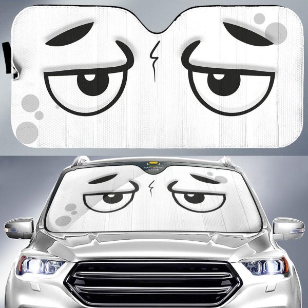 Isolated Sad Cartoon Eyes Car Windshield Sun Shade