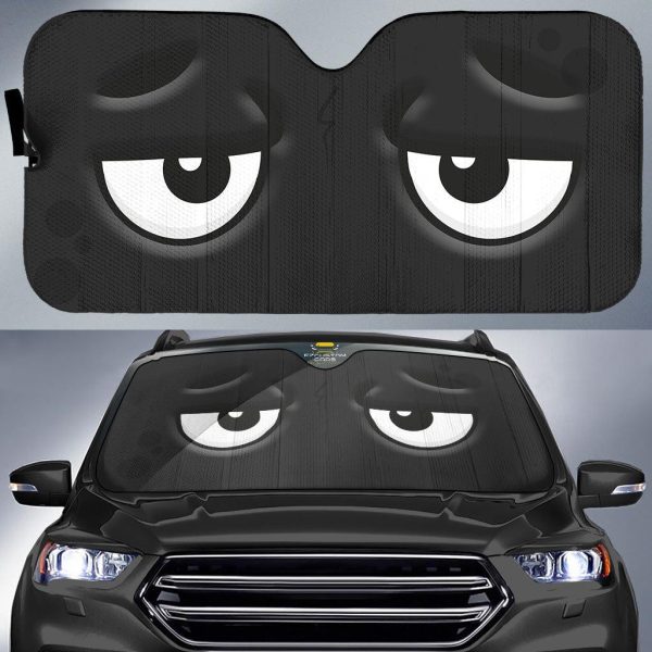 isolated sad cartoon eyes car windshield sun shade th4p1