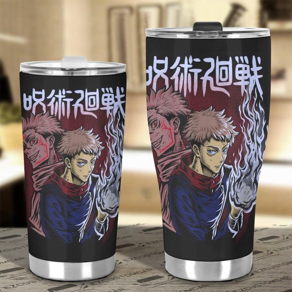 jujutsu kaisen yuji itadori car tumblers cup anime car accessories divergent fist grywm