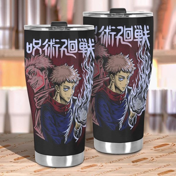 jujutsu kaisen yuji itadori car tumblers cup anime car accessories divergent fist pjzep