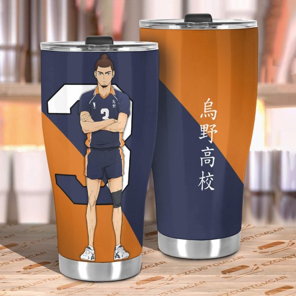 karasuno high asahi car tumbler cup custom anime haikyuu car accessories oqzoy