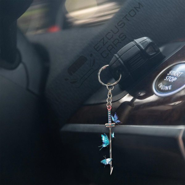 kochou shinobu car accessories custom anime demon slayer sword keychains n5ph5