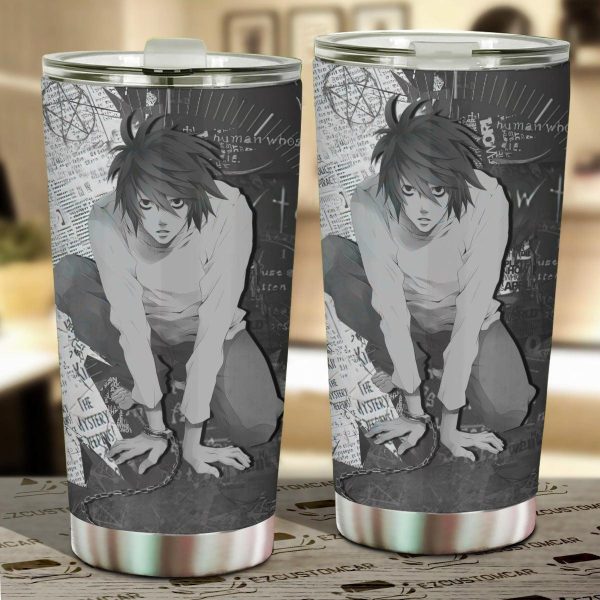Light Yagami Car Tumbler Cup Cutsom Death Note Black White Anime Car Accessories