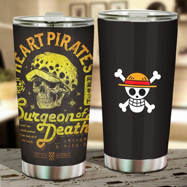 Trafalgar D. Law Stainless Steel Tumbler Custom One Piece Law Flag Car Accessories