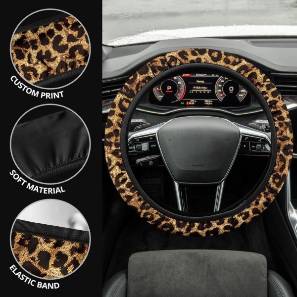leopard brown anime steering wheel cover jjeib
