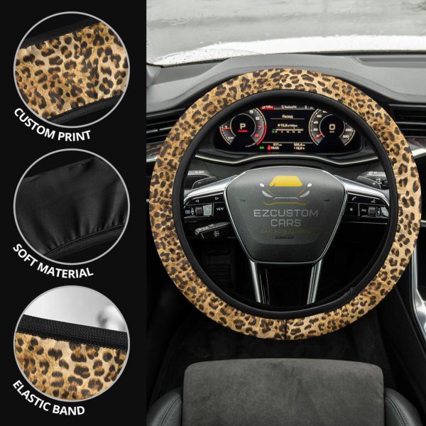 leopard skin anime steering wheel cover custom animal car accessories izi3d