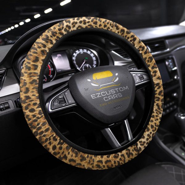 Leopard Skin Anime Steering Wheel Cover Custom Leopard Car Accessories