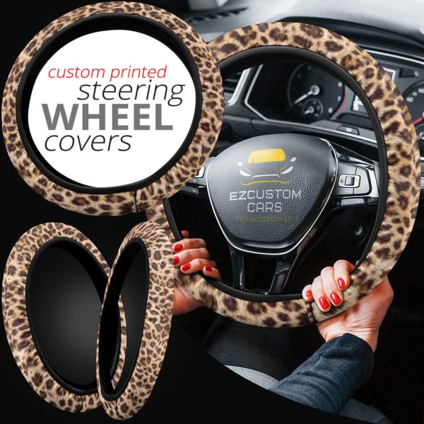 Leopard Skin Anime Steering Wheel Cover Custom Leopard Car Accessories