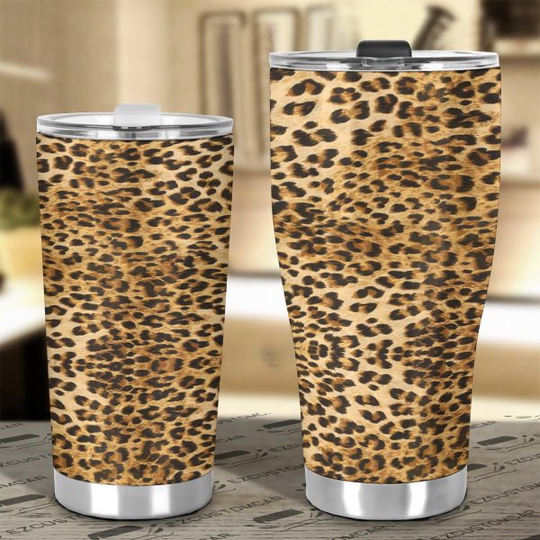 leopard skin stainless steel tumbler custom animal car accessories 3cbdt