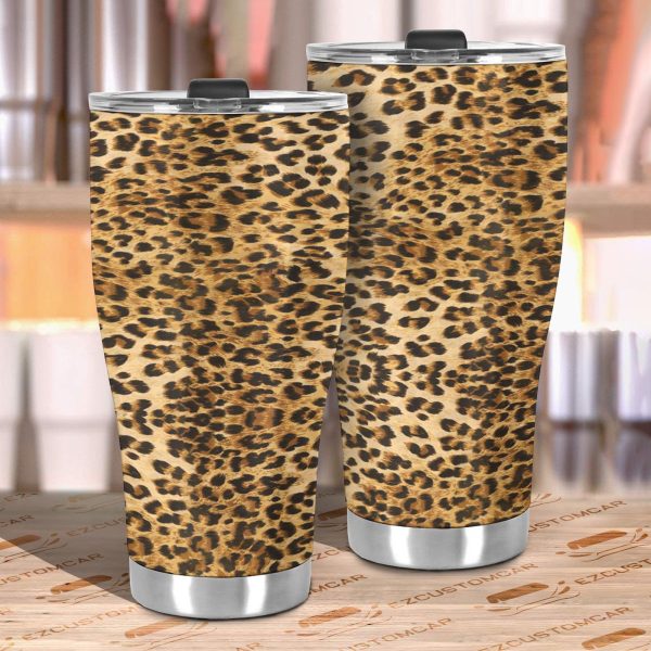 leopard skin stainless steel tumbler custom animal car accessories n3dkf