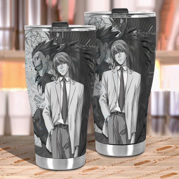 light yagami car tumbler cup cutsom death note black white anime car accessories qdtec