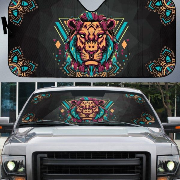 Lion Mandala style Car Sun Shade